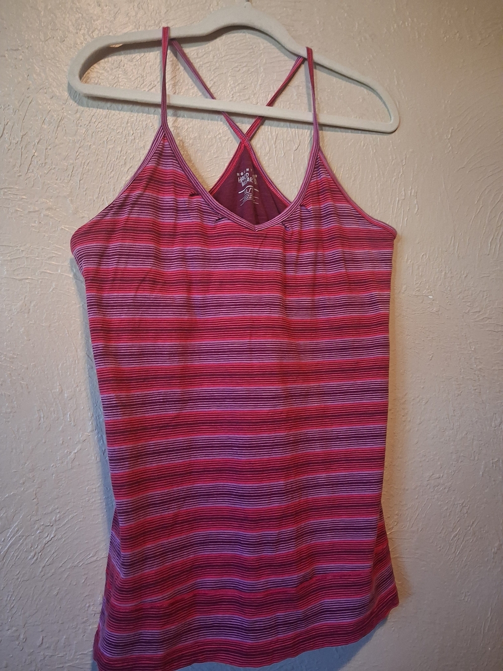 Mountain Hardwear Pink and Purple Striped Cross-Back Camisole